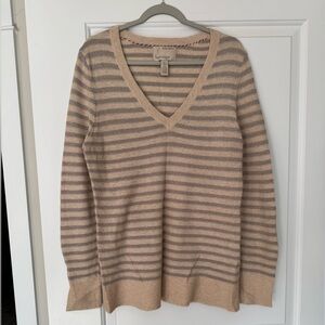 Banana Republic Heritage Collection Metallic Stripe V Neck Sweater Sz XL